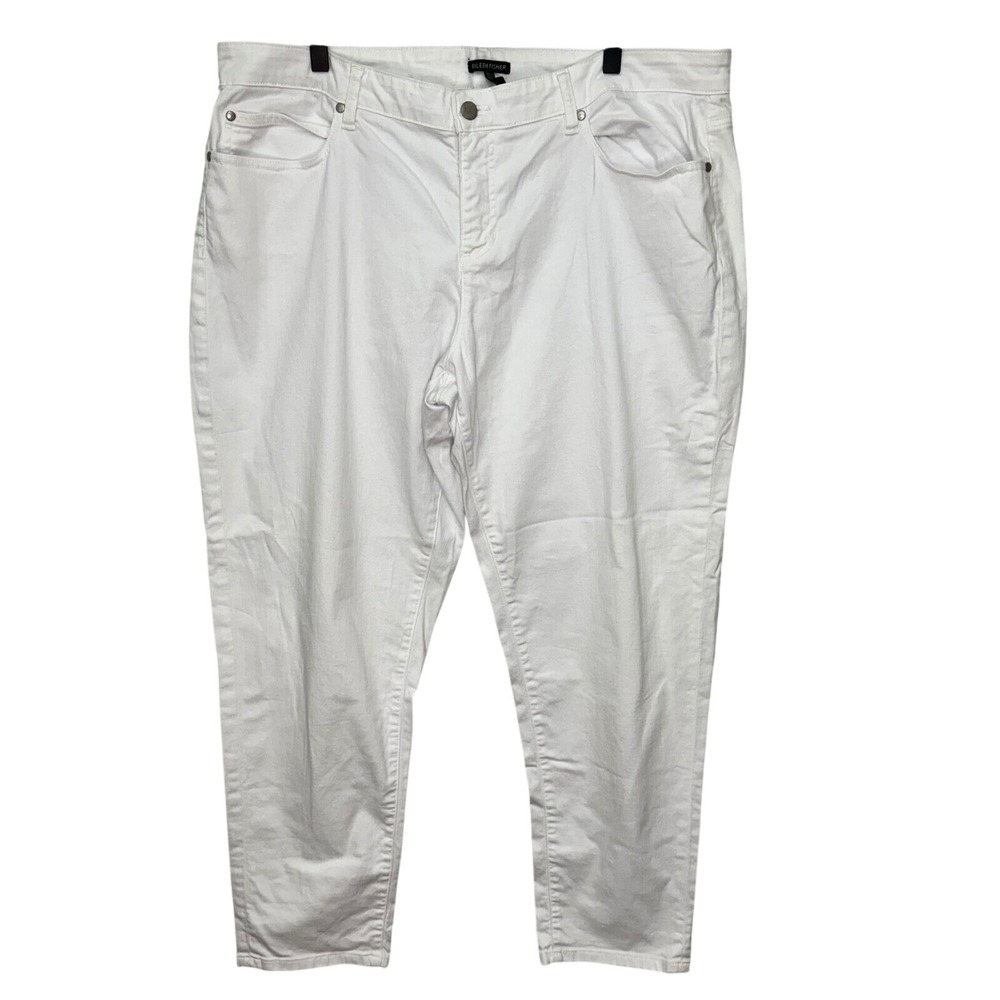 Eileen Fisher Women's Slim White Denim Jeans Comfort Stretch‎ Casual Pants 18